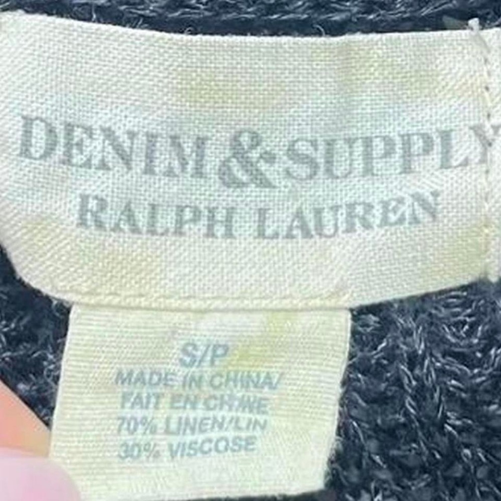 Denim & Supply Ralph Lauren Black Open Knit Linen Cardigan Size S - Picture 5 of 6